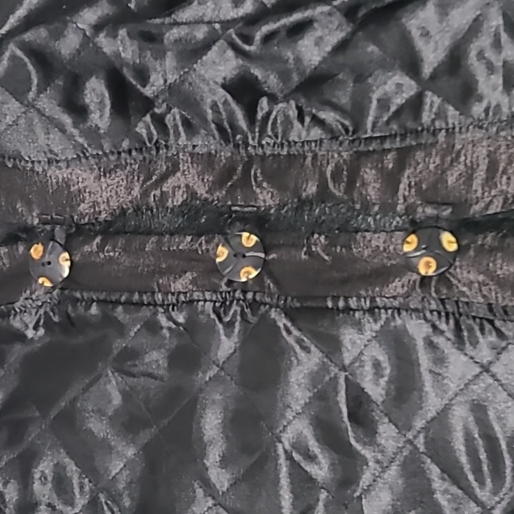 Flashback Vintage Embroidered Faux Fur Black Coat Jacket Size L - Picture 10 of 15